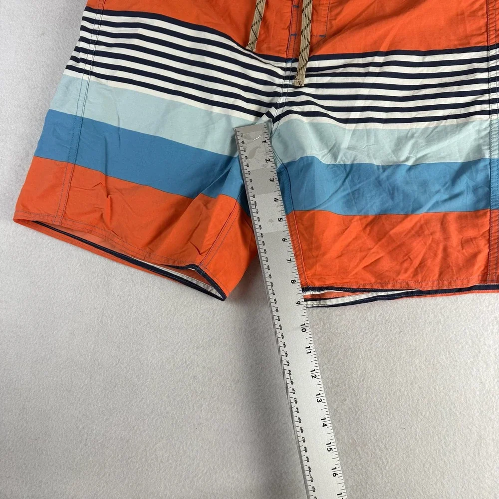 Patagonia Mens Striped Board Shorts Orange Blue Swim Trunks Size 36